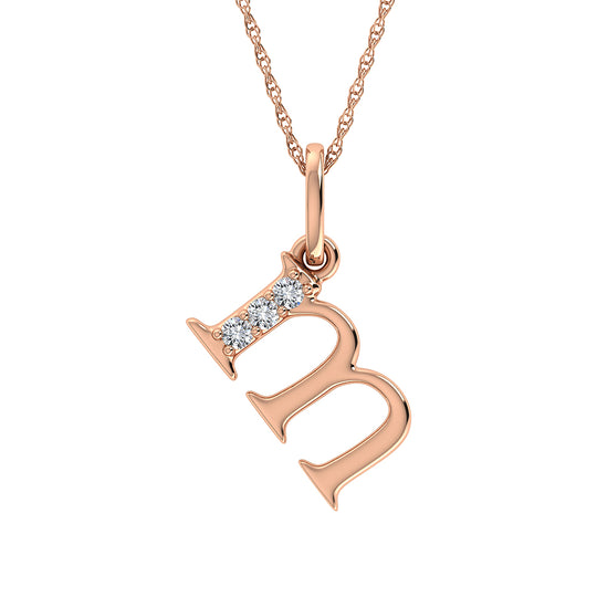 Diamante 1/20 Ct.Tw. Colgante con letra M en oro rosa de 10 quilates