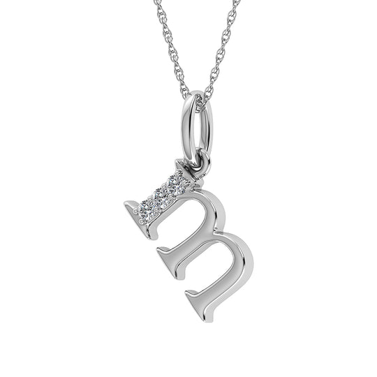 Diamante 1/20 Ct.Tw. Colgante con letra M en oro blanco de 10 quilates