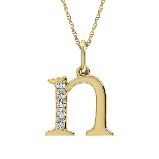 Diamante 1/20 Ct.Tw. Colgante con letra N en oro amarillo de 10 quilates