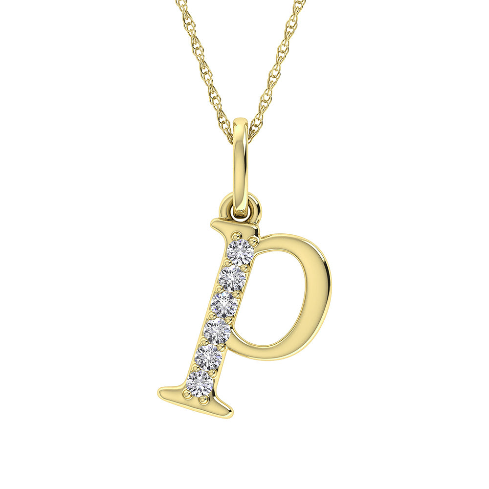 Diamante 1/20 Ct.Tw. Colgante con letra P en oro amarillo de 10 quilates