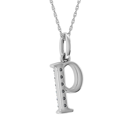 Diamante 1/20 Ct.Tw. Colgante con letra Q en oro blanco de 10 quilates