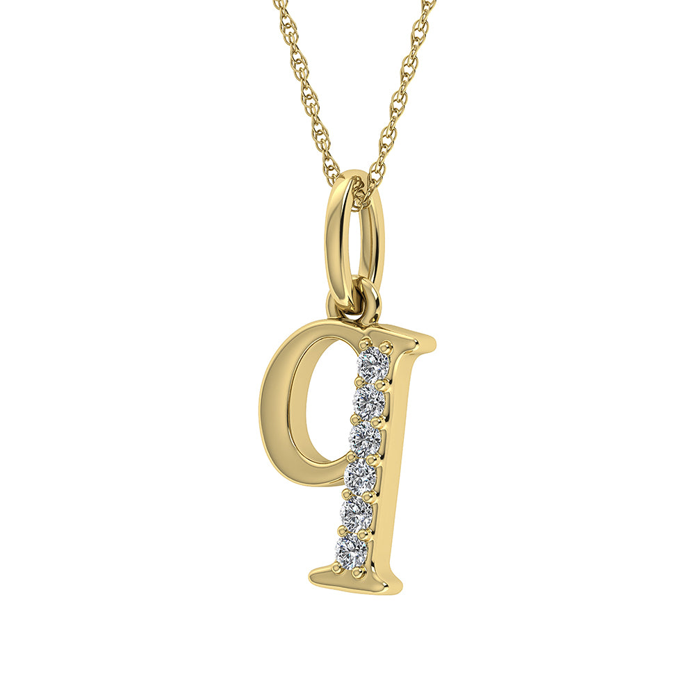 Diamante 1/20 Ct.Tw. Colgante con letra Q en oro amarillo de 10 quilates