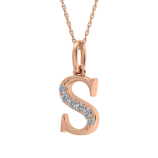 Diamante 1/20 Ct.Tw. Colgante con letra S en oro rosa de 10 quilates