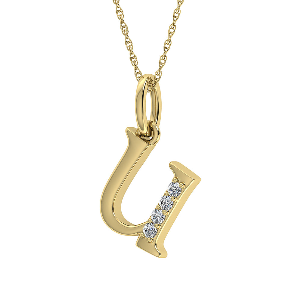 Diamante 1/20 Ct.Tw. Colgante con letra U en oro amarillo de 10 quilates