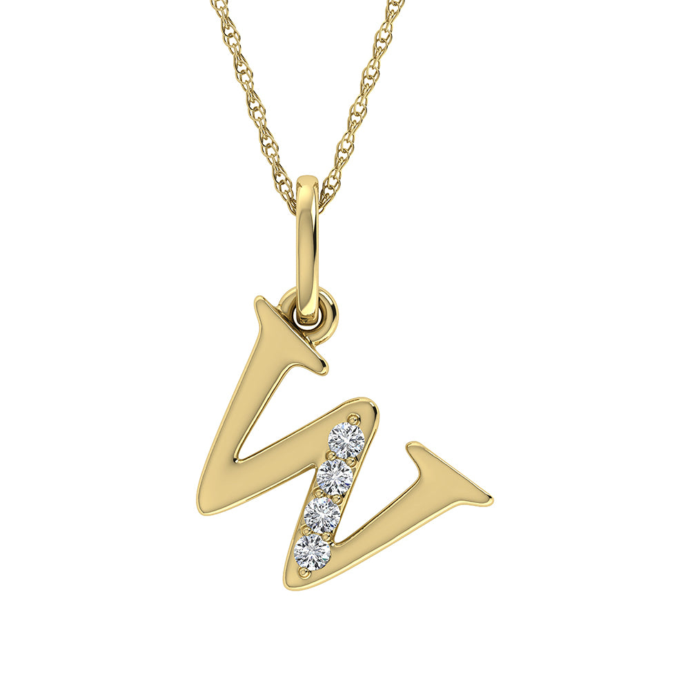 Diamante 1/20 Ct.Tw. Colgante con letra W en oro amarillo de 10 quilates