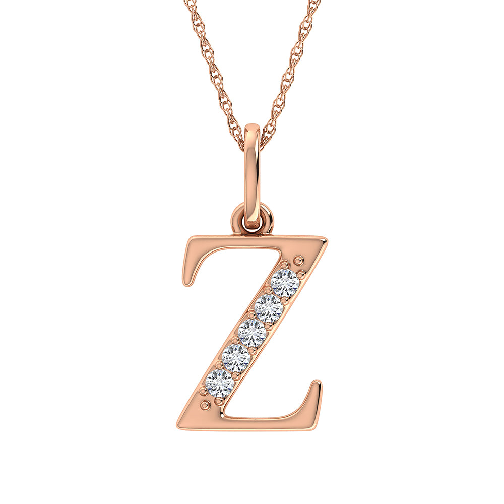 Diamante 1/20 Ct.Tw. Colgante con letra Z en oro rosa de 10 quilates