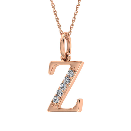 Diamante 1/20 Ct.Tw. Colgante con letra Z en oro rosa de 10 quilates