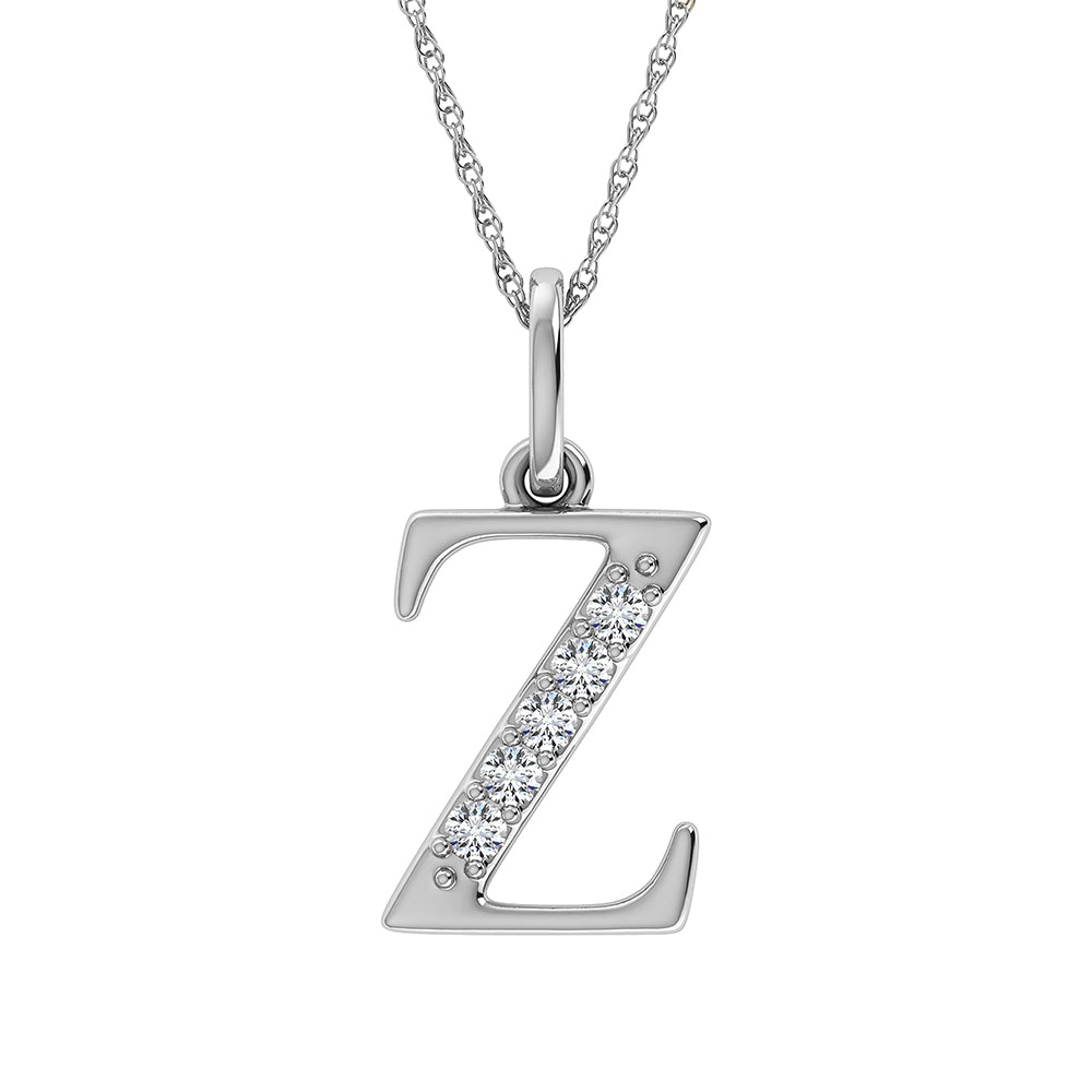 Diamante 1/20 Ct.Tw. Colgante con letra Z en oro blanco de 10 quilates