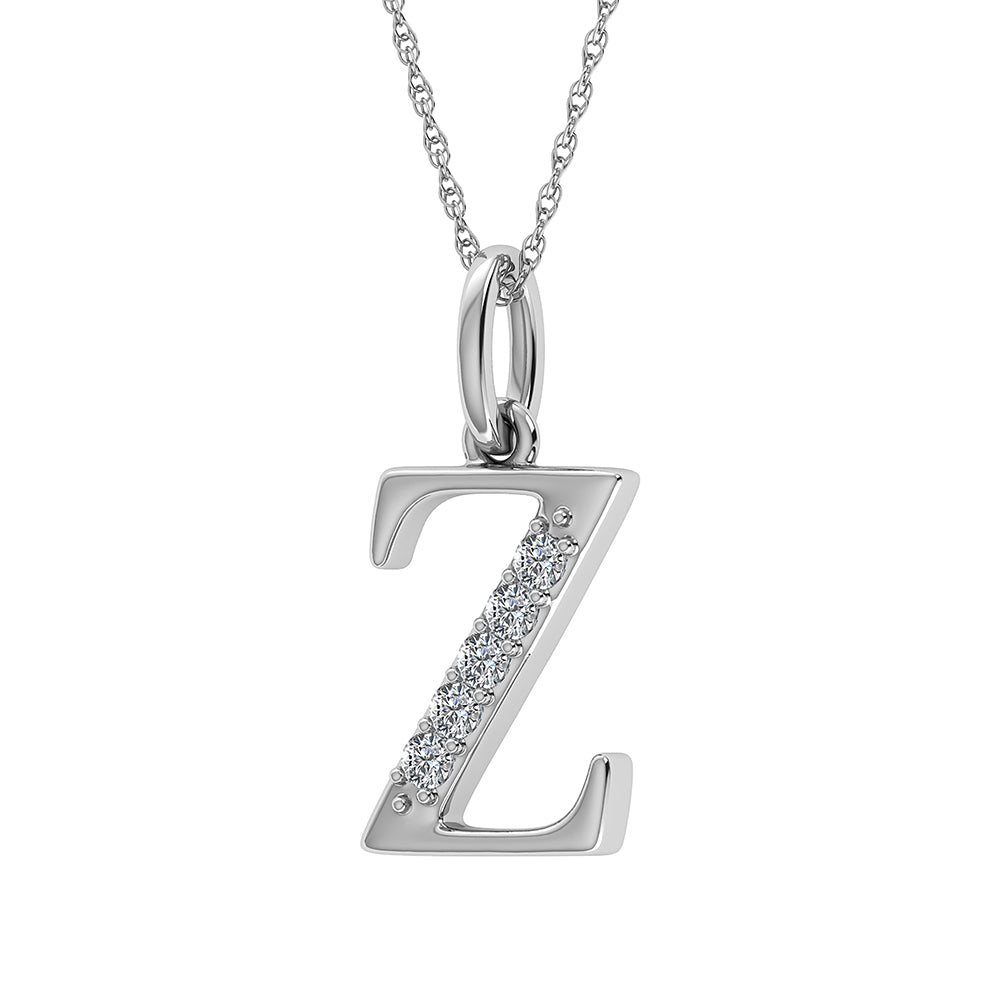 Diamante 1/20 Ct.Tw. Colgante con letra Z en oro blanco de 10 quilates