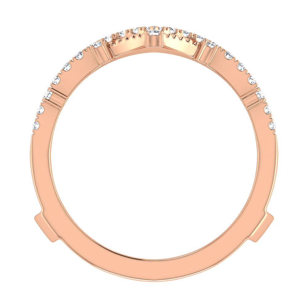 Diamante 1/3 Ct.Tw. Anillo protector de chevr√≥n en oro rosado de 14 k