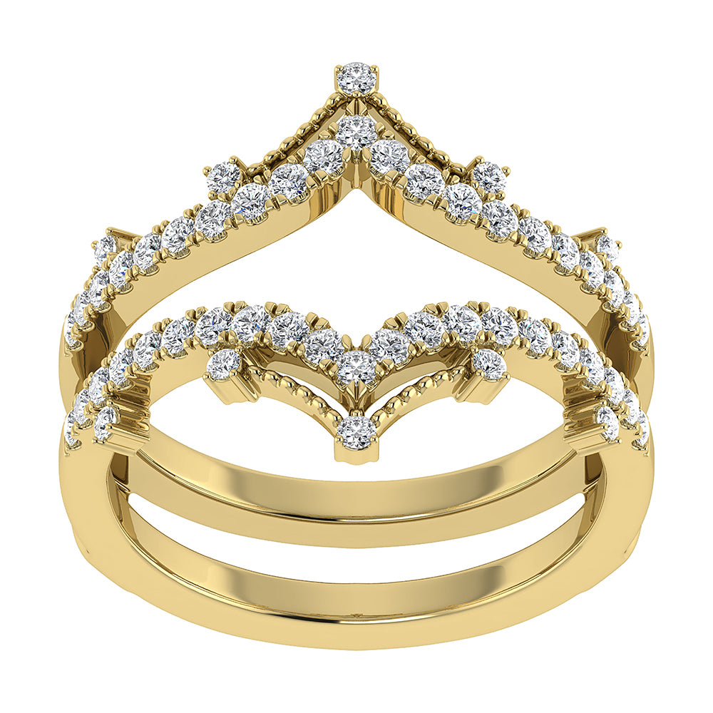 Diamante 1/3 Ct.Tw. Anillo protector de chevr√≥n en oro amarillo de 14 k