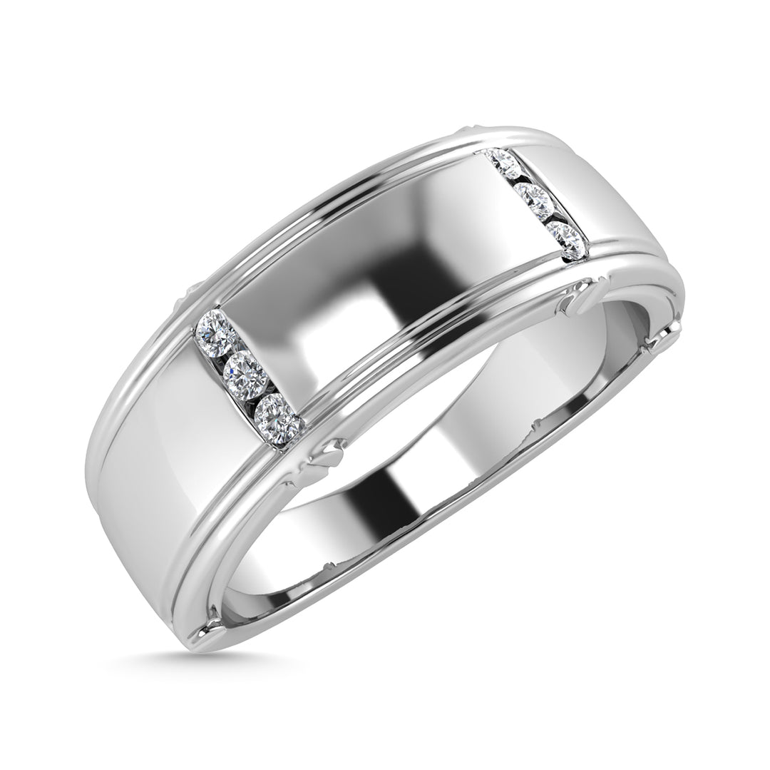 Diamante 1/10 Ct.Tw. Banda para hombre en oro blanco de 14 quilates