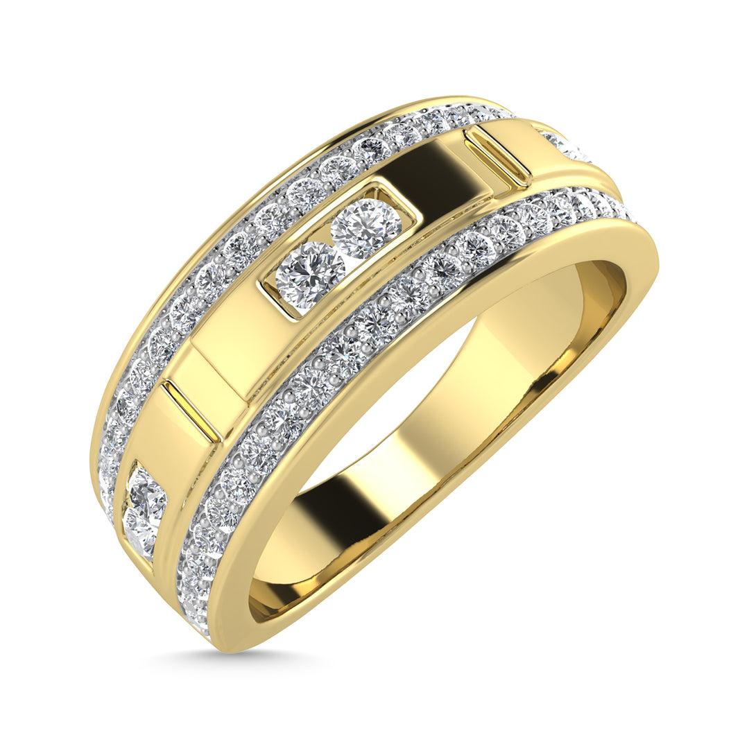 Diamante 3/4 Ct.Tw. Alianza de boda para hombre en oro amarillo de 14 quilates