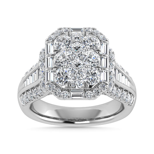 Diamante 2 3/4 Ct.Tw. Anillo de compromiso en oro blanco de 14 k