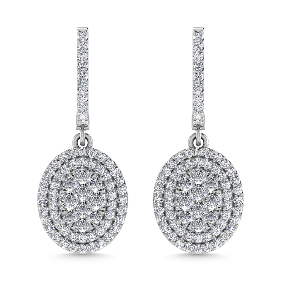 Diamante de 1 qt.Tw. Aretes colgantes en oro blanco de 14 k