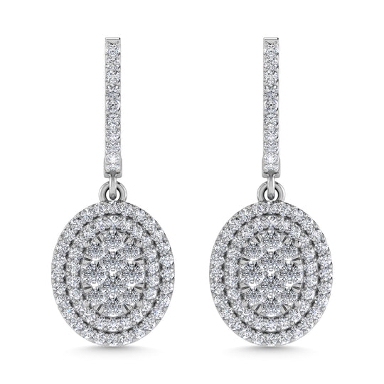 Diamante de 1 qt.Tw. Aretes colgantes en oro blanco de 14 k