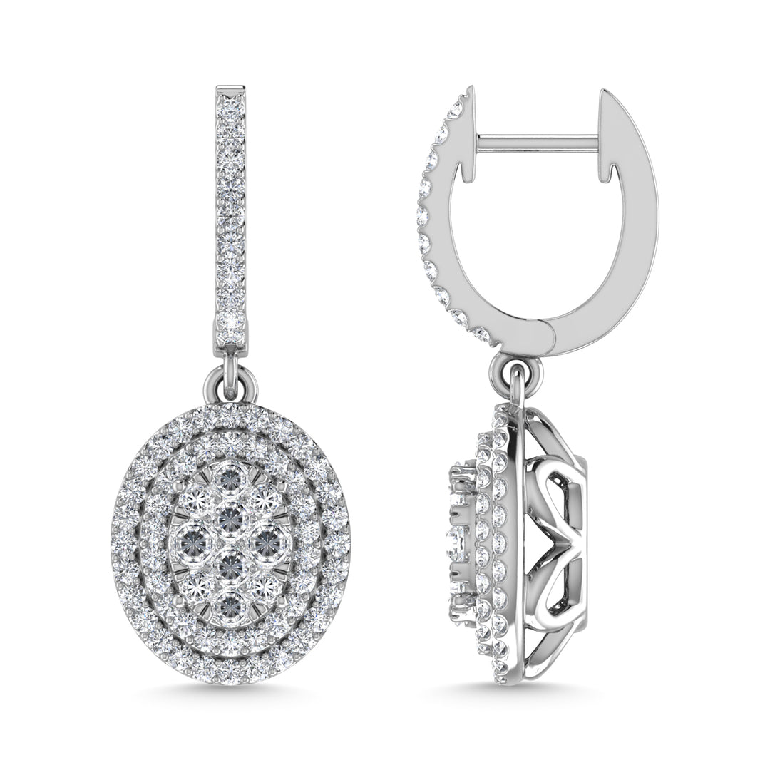 Diamante de 1 qt.Tw. Aretes colgantes en oro blanco de 14 k