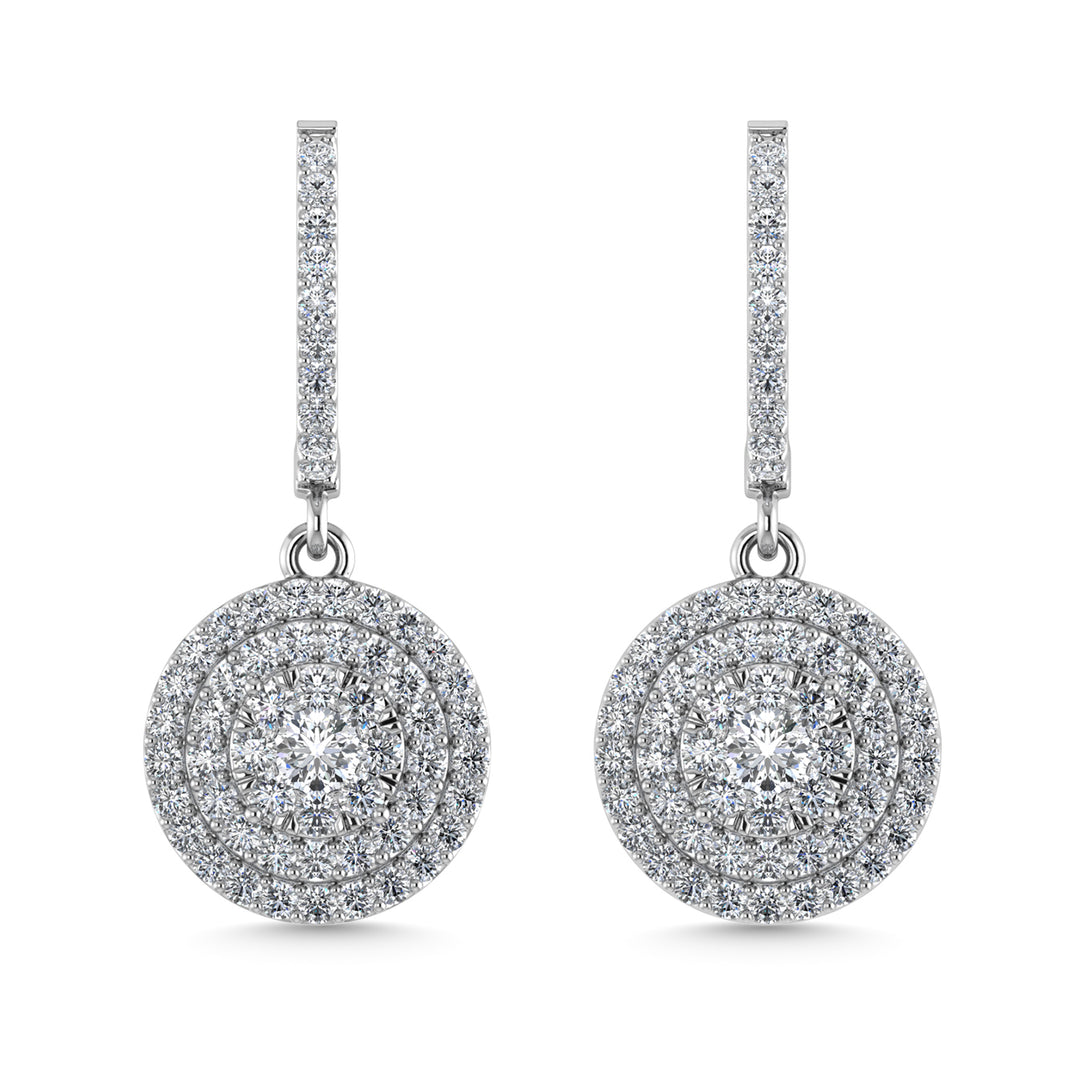 Diamante de 1 qt.Tw. Aretes colgantes en oro blanco de 14 k