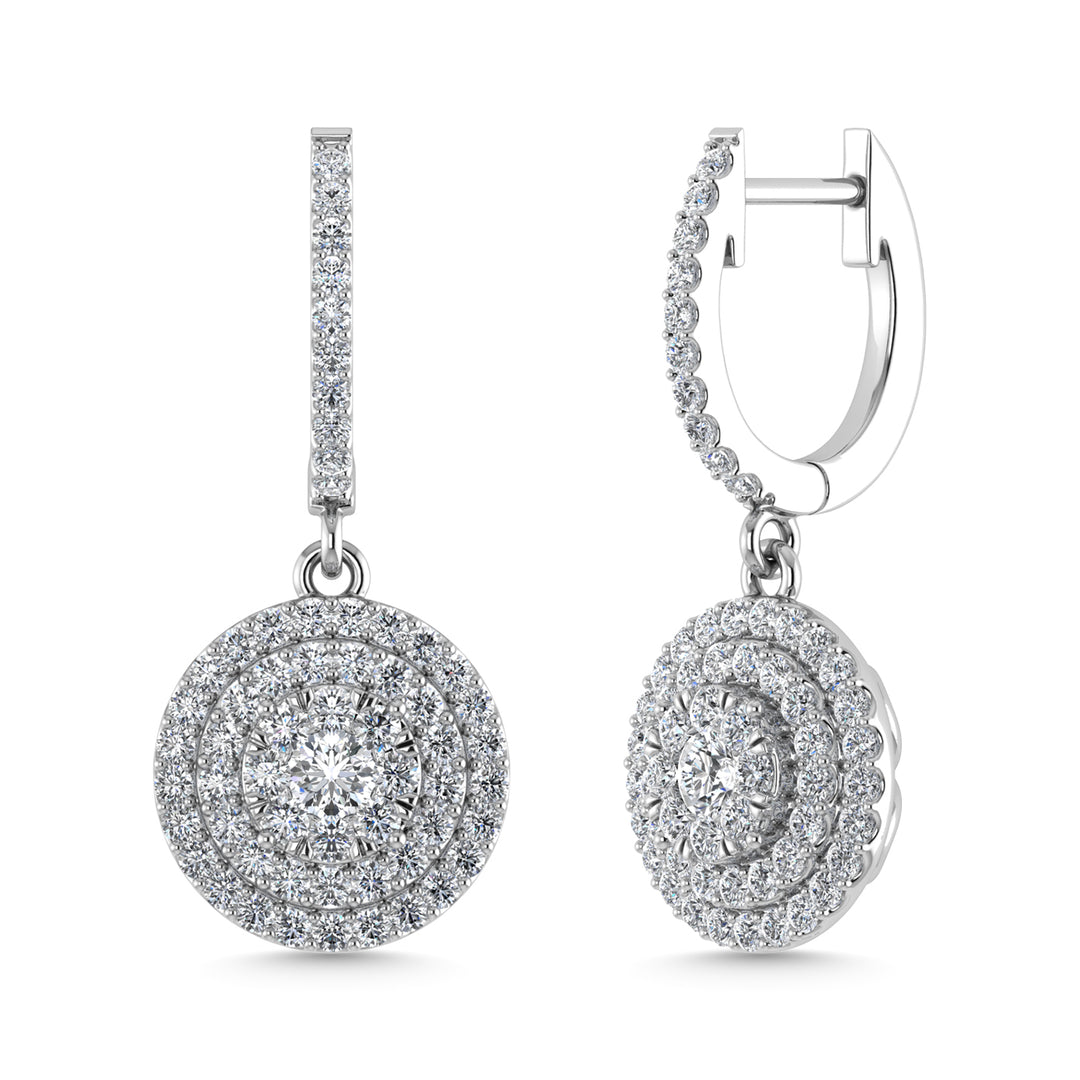 Diamante de 1 qt.Tw. Aretes colgantes en oro blanco de 14 k