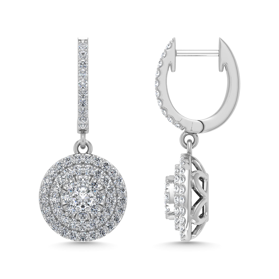 Diamante de 1 qt.Tw. Aretes colgantes en oro blanco de 14 k