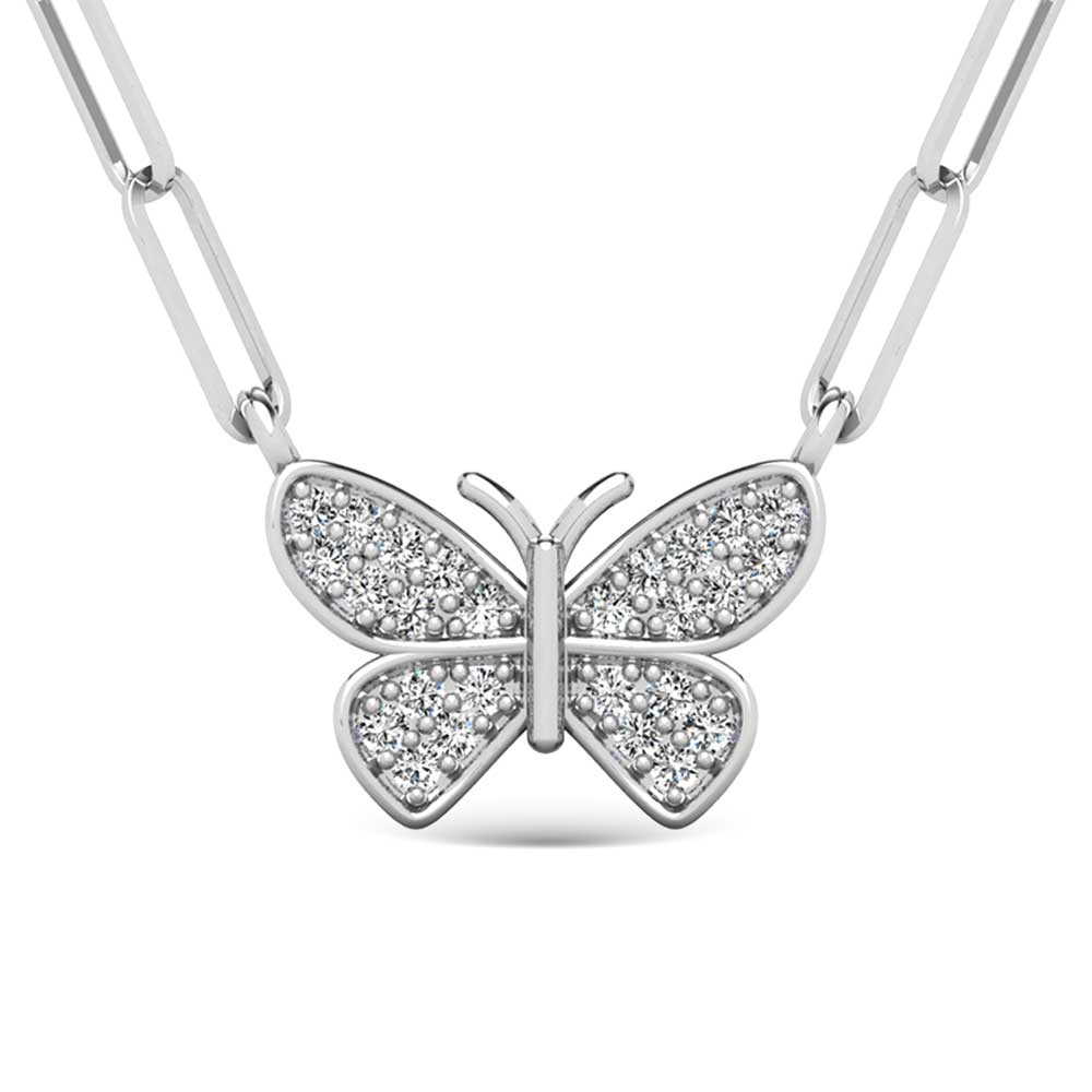 Diamante 1/10 Ct.Tw. Colgante Mariposa en Plata 925