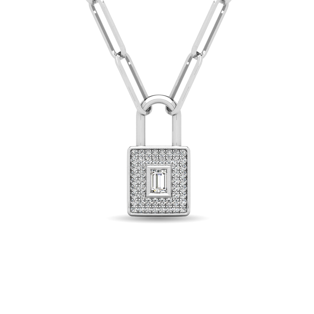 Diamante 1/5 Ct.Tw. Colgante con candado en oro blanco de 10 quilates