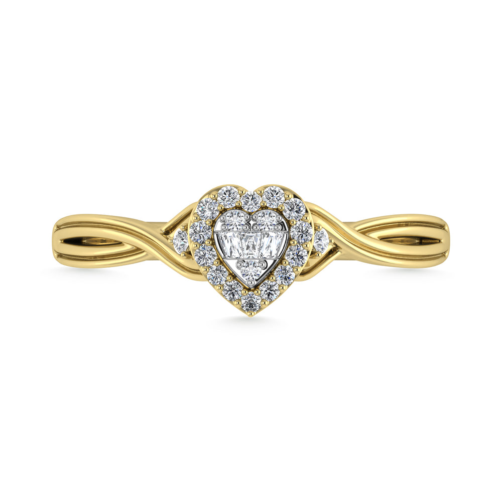 Diamante 1/8 Ct.Tw. Anillo de promesa en oro amarillo de 10 quilates