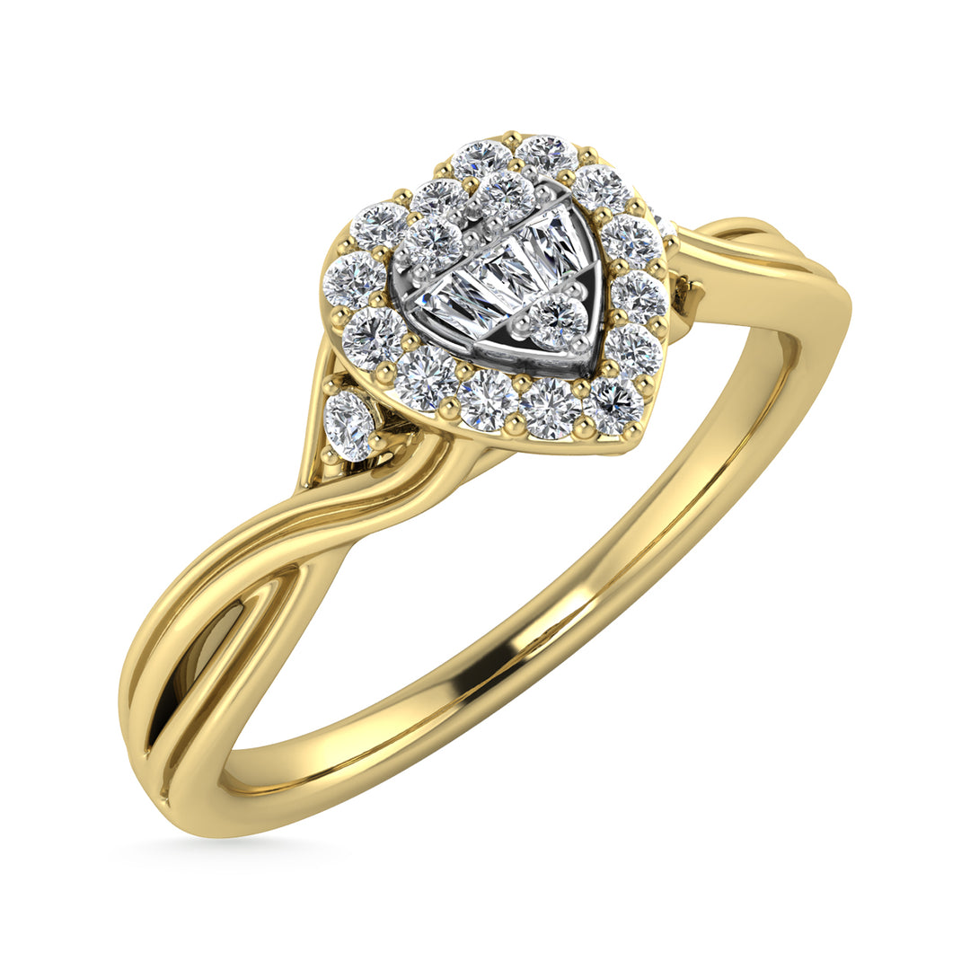 Diamante 1/8 Ct.Tw. Anillo de promesa en oro amarillo de 10 quilates