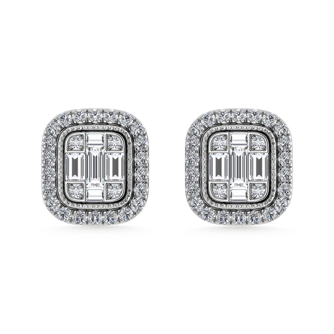 Diamante 3/8 Ct.Tw. Aretes de moda en oro blanco de 10 quilates