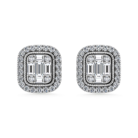 Diamante 3/8 Ct.Tw. Aretes de moda en oro blanco de 10 quilates