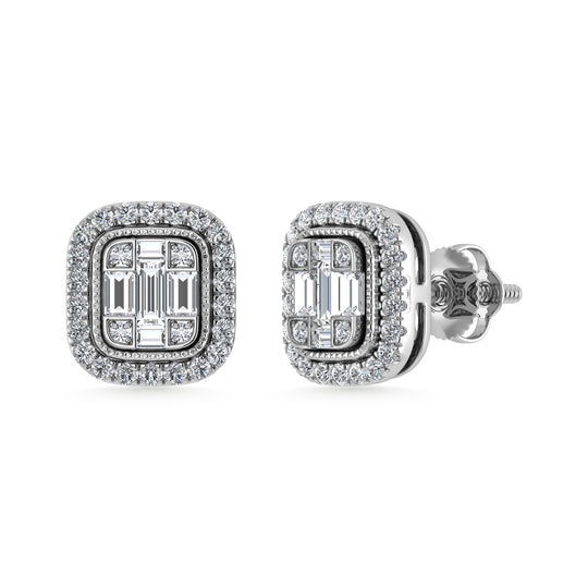 Diamante 3/8 Ct.Tw. Aretes de moda en oro blanco de 10 quilates