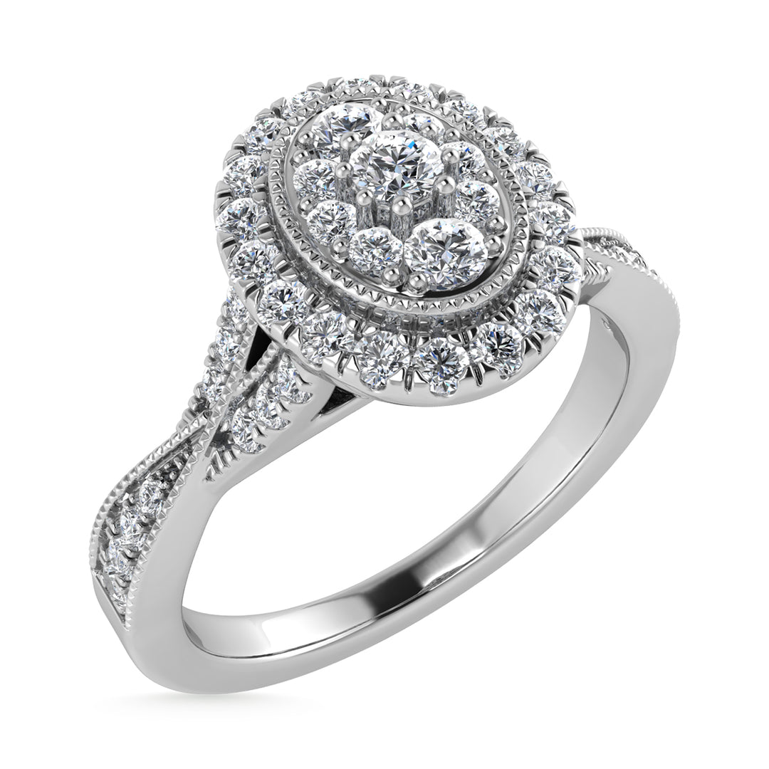 Diamante 1/2 Ct.Tw. Anillo nupcial en oro blanco de 10 quilates