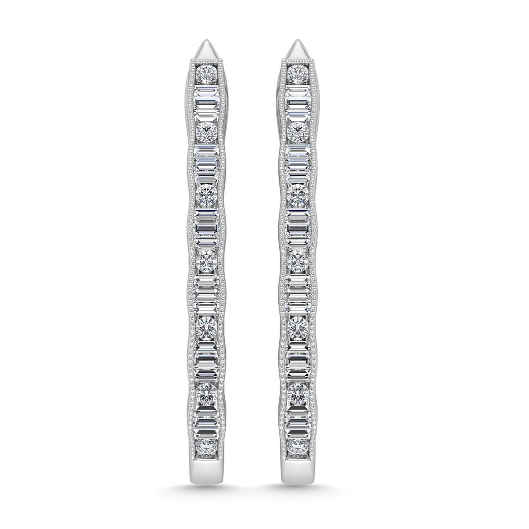 Diamante 1/2 Ct.Tw. Aretes de aro en oro blanco de 10 quilates