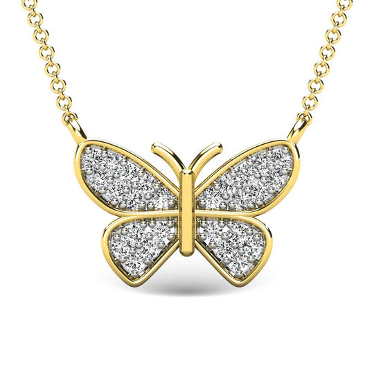 Diamante 1/10 Ct.Tw. Colgante de mariposa en oro amarillo de 10 quilates