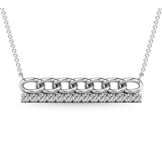 Diamante 1/5 Ct.Tw. Collar con barra en oro blanco de 10 quilates