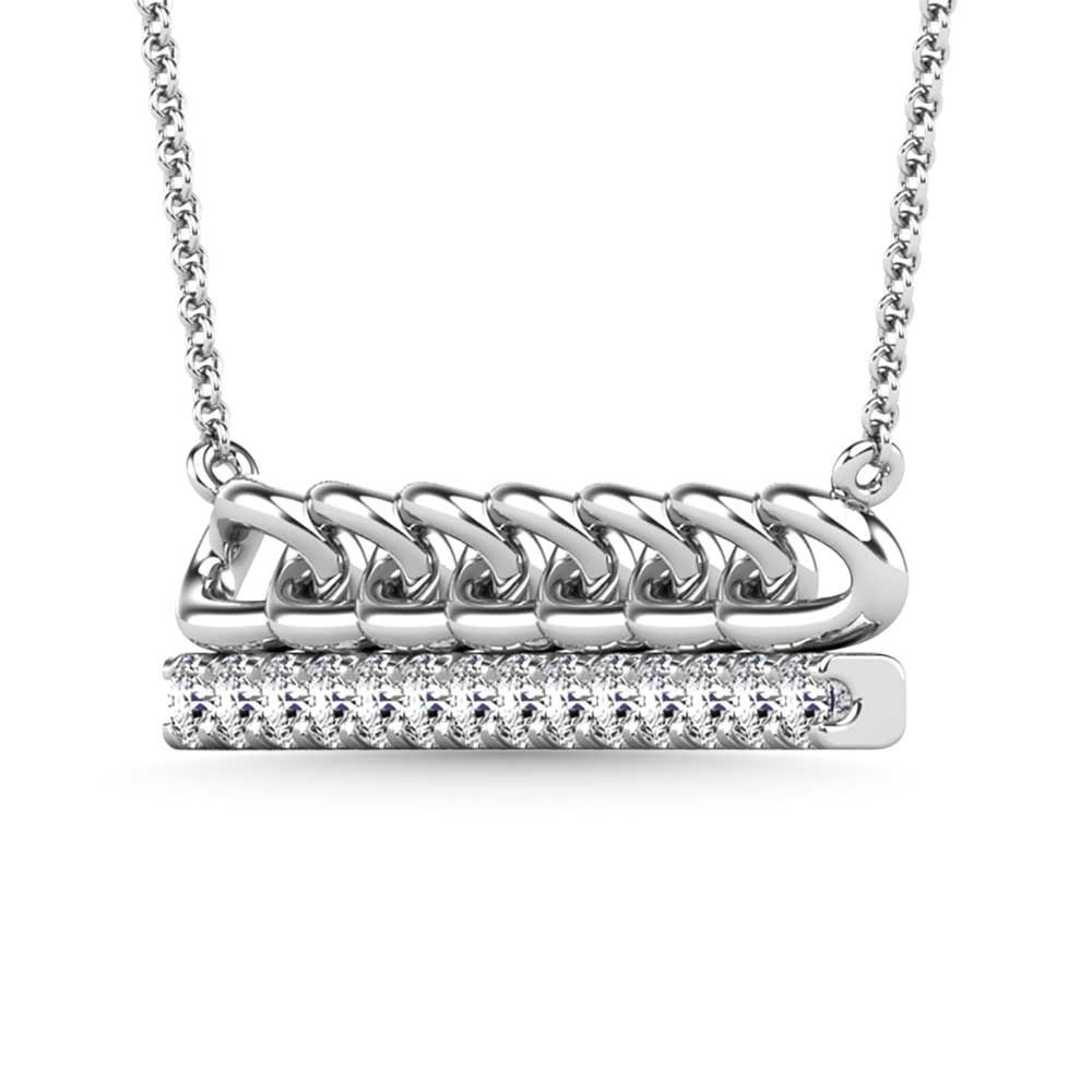 Diamante 1/5 Ct.Tw. Collar con barra en oro blanco de 10 quilates