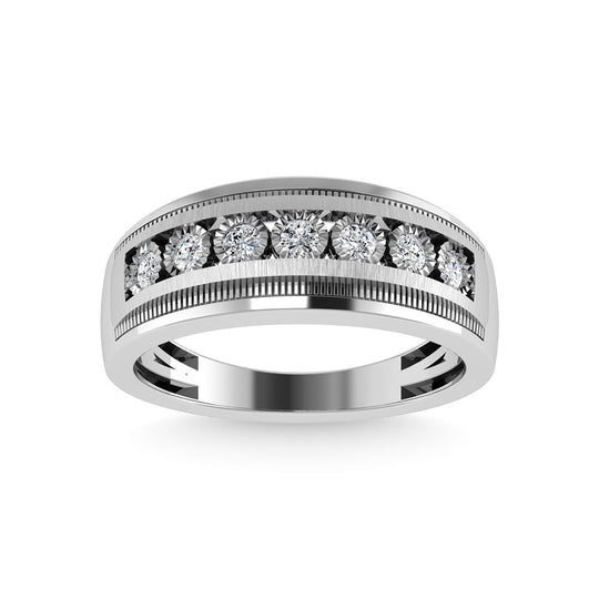 Diamante 1/4 Ct.Tw. Banda para hombre con conjunto de canales en oro blanco de 10 quilates