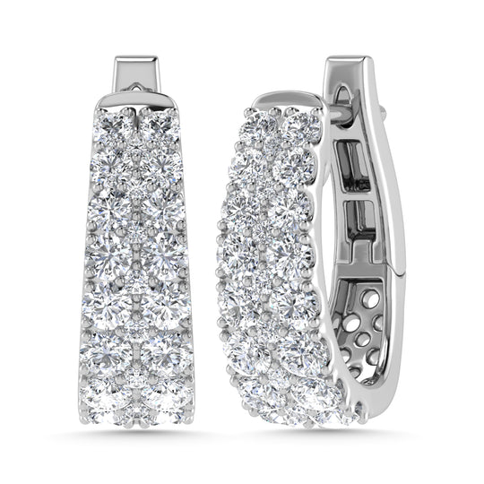 Diamante de 1 qt.Tw. Aretes de aro en oro blanco de 14 k