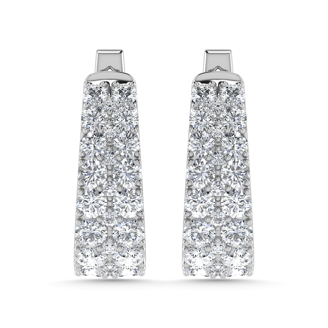 Diamante de 1 qt.Tw. Aretes de aro en oro blanco de 14 k