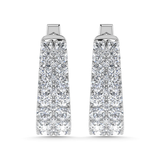 Diamante de 1 qt.Tw. Aretes de aro en oro blanco de 14 k