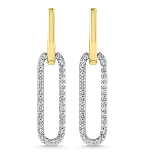 Diamante 3/8 Ct.Tw. Pendientes de moda en dos tonos de 14 quilates