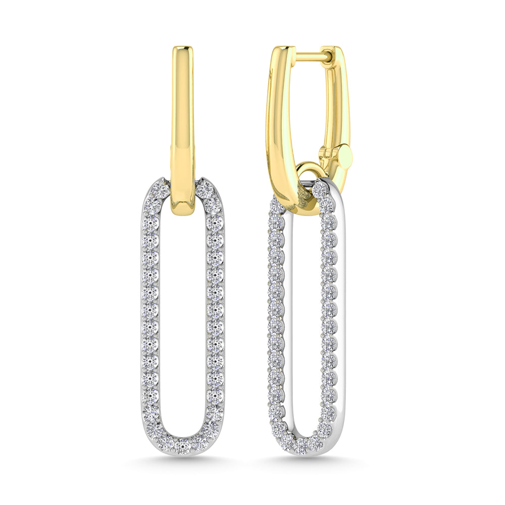 Diamante 3/8 Ct.Tw. Pendientes de moda en dos tonos de 14 quilates