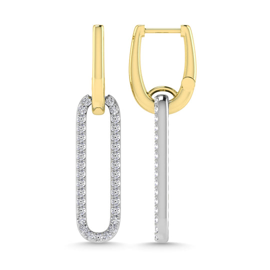 Diamante 3/8 Ct.Tw. Pendientes de moda en dos tonos de 14 quilates