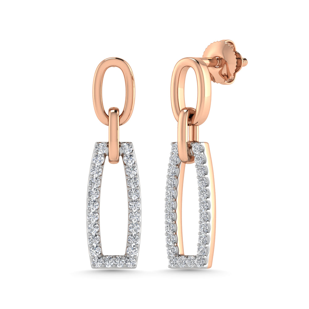 Diamante 1/4 Ct.Tw. Pendientes de moda en oro rosa de 10 quilates