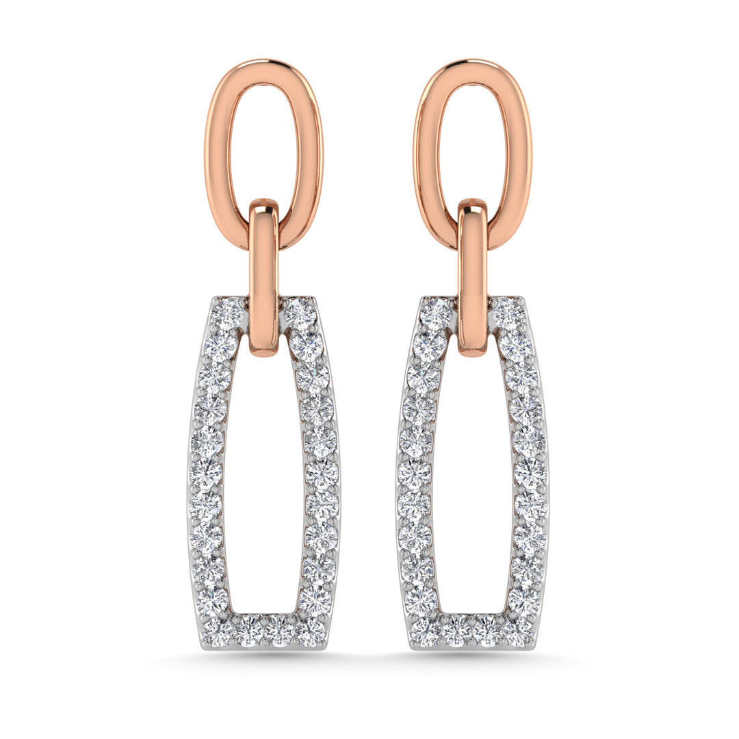 Diamante 1/4 Ct.Tw. Pendientes de moda en oro rosa de 10 quilates