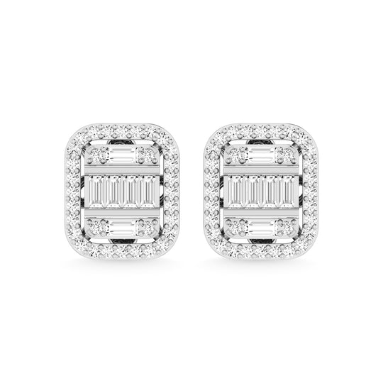 Diamante de oro blanco de 10 quilates de 1/2 qt. total Pendientes de moda