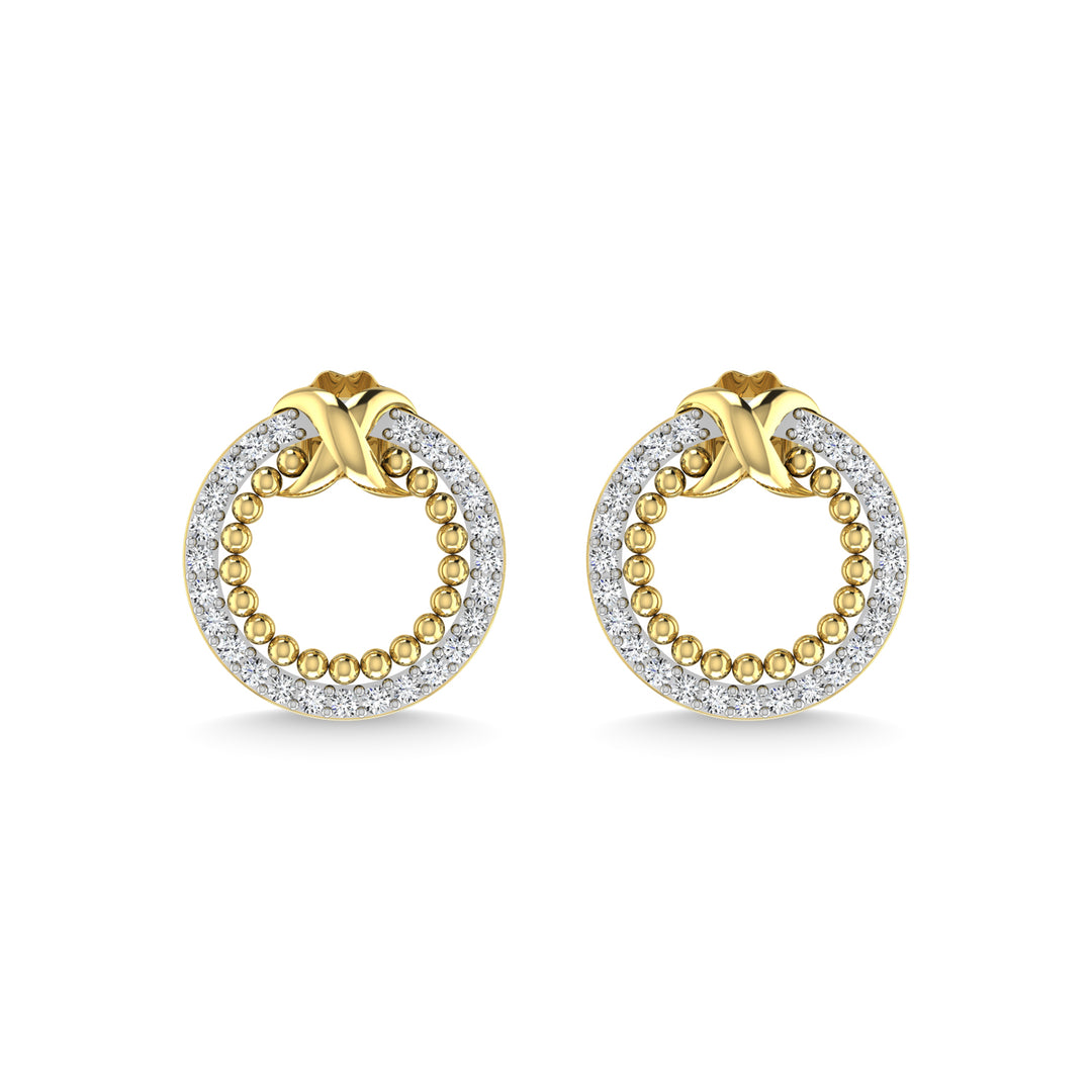 Diamante de oro amarillo de 10 quilates de 1/4 qt. total Pendientes de moda