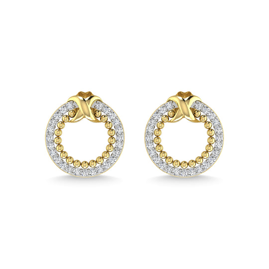 Diamante de oro amarillo de 10 quilates de 1/4 qt. total Pendientes de moda