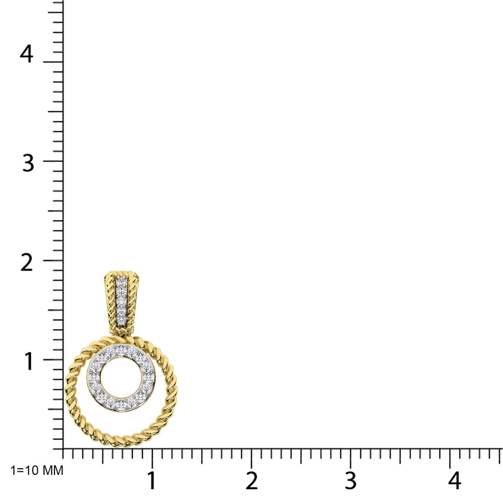 Diamante de oro amarillo de 10 quilates de 1/10 quilates total. Colgante de moda