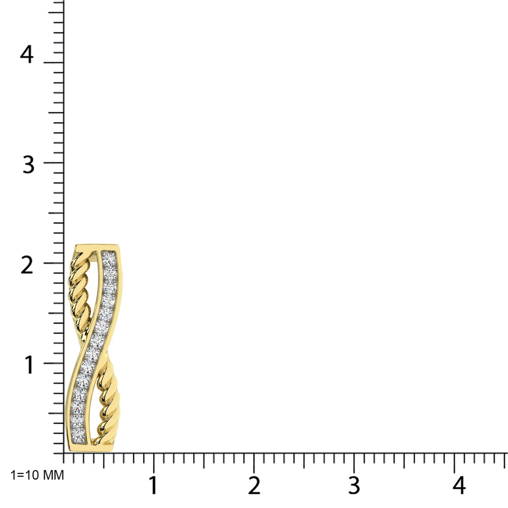 Diamante de oro amarillo de 10 quilates de 1/6 quilates total. Colgante de moda cruzado